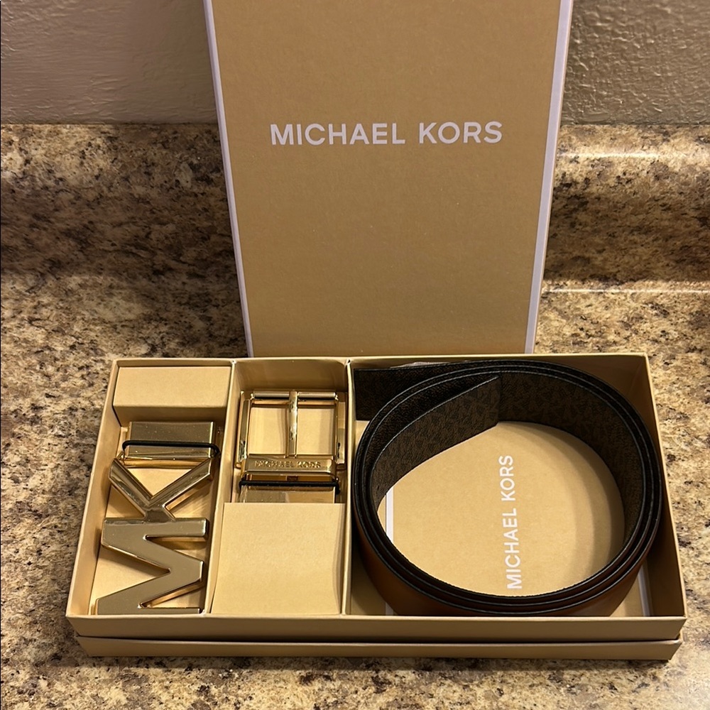 Michael Kors Gold and Brown Multi-Belt Set